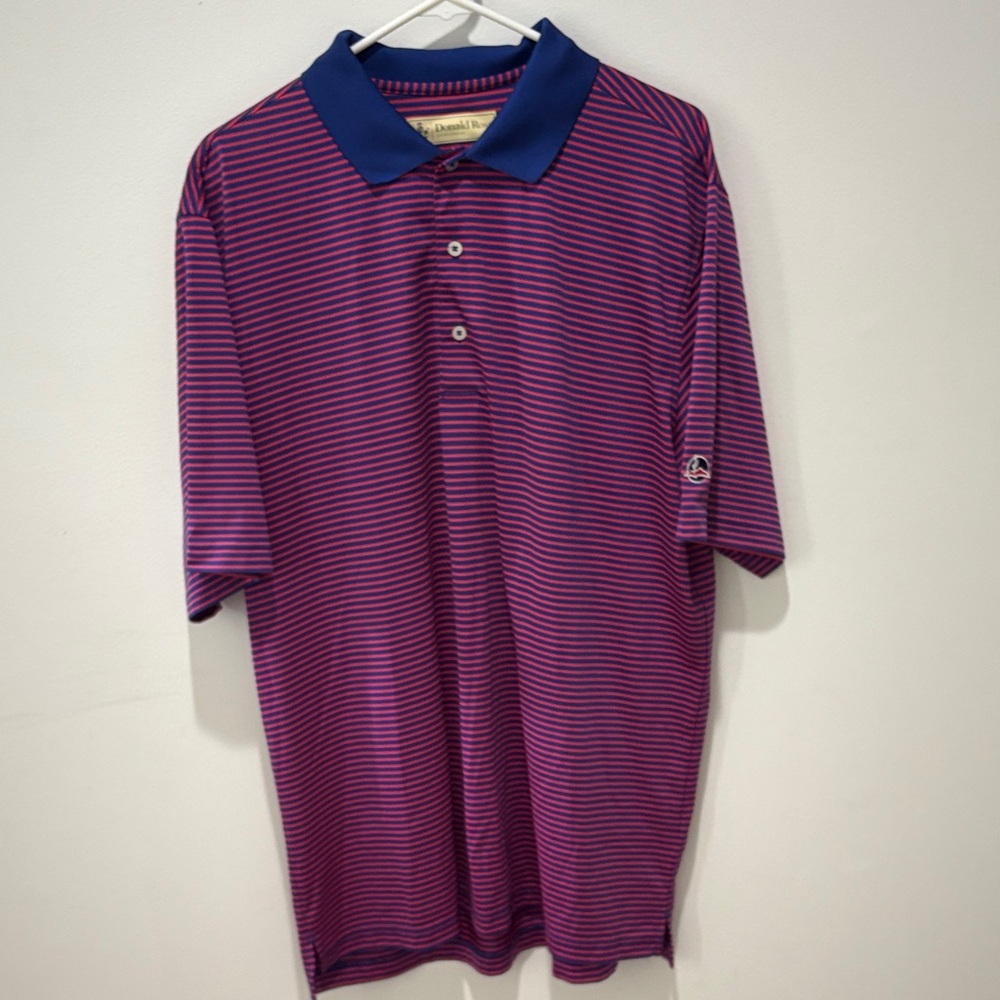 Men's Striped Polo Shirt - Purple and Blue